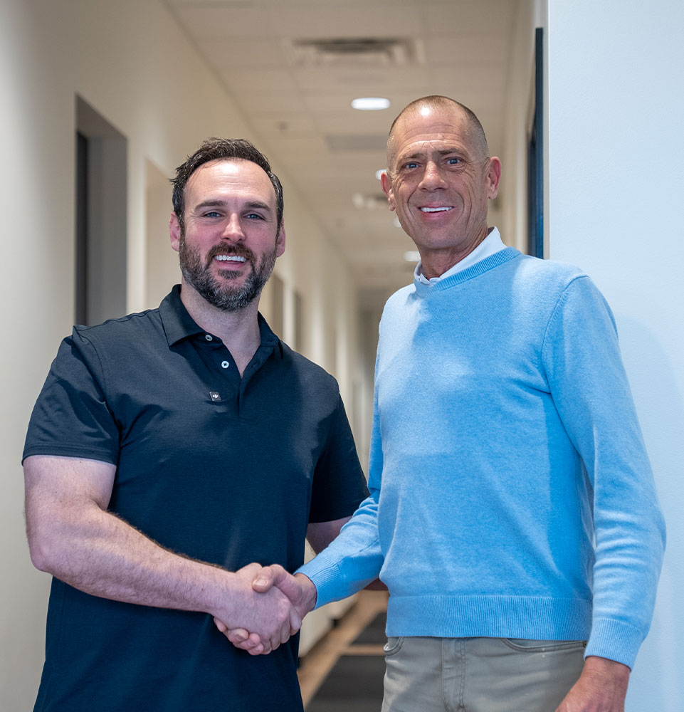 dr with man with sweater after