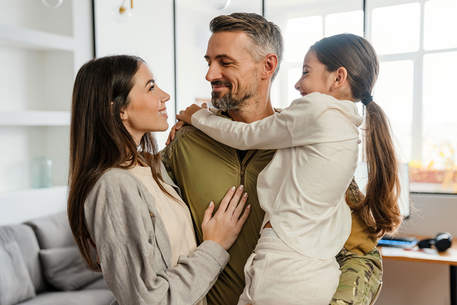 man with his family